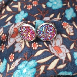 New pink druzy earrings